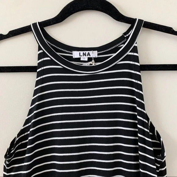 Revolve LNA Leigh Maxi Dress stripes Long Sleeveless Curved hem Scoop neck XS - Picture 11 of 15